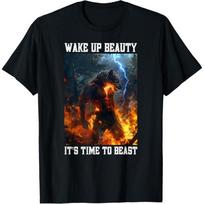 SHAAMOU Embarrassing Cringe Alpha Wolf T-Shirt 100% Cotton Print T Shirts Mens Womens Unisex (Black, Medium) S juoda