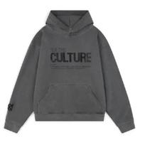 STREETRICH Retro American High Street Glitter Letter Sweatirt Autumn Loose Casual Hooded Outerwear S pilka
