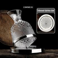 360 Besisukantis vyno dekanteris 1500 ml dekanterio dozatorius krištolinio stiklo butelis Vyno aeratorius veidrodinis ąsotis dovanų baro puošmena sidabras