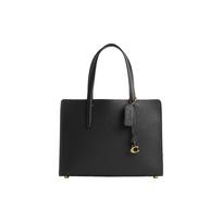 Coach Carter 28 Solid Color Logo Tag Pebble Leather Tote Bag Women Tote Bags Black CJ806-B4BK Basic Set (Bag+Dust Bag)