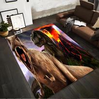 Realistic Dinosaur Print Carpet with Volcano Eruption Background for Kids Room Decor  Suitable for use as an anti-slip1 for1room and bedroom sofas 40x60cm( 15x23in )