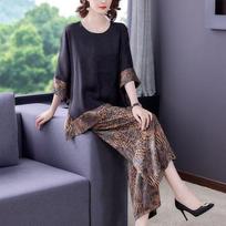 Plus Size Summer Women's Wide-Leg Pants Two-Piece Set - New Arrivals 3XL [145-170 jin]