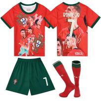 YSHT Portugalija Ronaldo Vaikų futbolo aprangos komplektas Atminimo leidimas Raudona 120-130 cm 120-130 CM