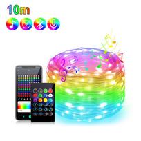 Atsparus vandeniui Smart 5V RGBIC WS2812b LED stygos Fairy Light 10M 100Leds Dreamcolor Chasing Home Outdoor Decoration Music Sync 10M 100led yellow