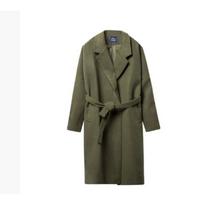 Japanese Windbreaker Men's Long Thickened Warm Woolen Coat Loose Woolen Windbreaker Fashionable Woolen Coat L žalia