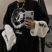 KOSY Gothic Goth Style Tshirt Mall Goth Tops Punk Long Sleeve Oversized T-shirt Japanese Streetwear Fashion Korean Style S