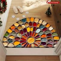 1Pcs  Pebble Print Semi Circle Welcome Doormat Non-Slip for Outdoor Patio Porch Kitchen Bathroom Entryway Floor Mat 40X60CM