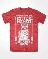 Hattori Hanzo RED Swords and Sushi Kill Bill Okinawa Japan Tarantino T-Shirt Crew Neck Short Sleeves Loose Fashion Streetwear... S įvairiaspalvis
