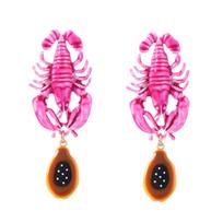 2025 New ZAA Personality Metal Animals Lobster Pendant Earrings Necklace for Women Summer Beach Party Accessories Jewelry Gifts