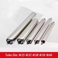 1 vnt. cinkuoto plieno / 201 nerūdijančio plieno ritininiai konvejeriai Bendras ilgis 100 150 200 250 300 350 400 450 500 mm Skersmuo 25x100x140 mm 25x100x140mm