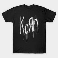 Men Black Print T-shirt Korn No-Cut Transfer Paper Print Cotton Tshirt 3XL juoda