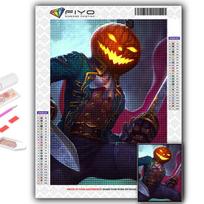 5D DIY Diamond Painting Cross Stitch Halloween Scary Pumpkin Head Man Diamond Embroidery Mosaic Wall Art Home Decoration Full Round 20X30CM
