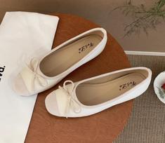Spring new grandma shoes shallow bow single shoes fairy comfortable square head inner height increase flat ballet shoes 35