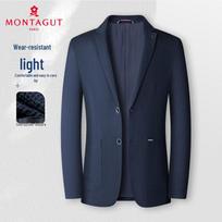 MONTAGUT Men's Seersucker Lightweight Casual Blazer 2XL safyro mėlyna spalva