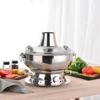 Retro Copper Plated Stainless Steel Dual-Fuel Hot Pot (36cm)