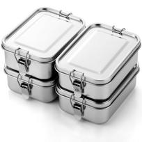 Umigy 4 nerūdijančio plieno maisto indai Metalinė bento pietų dėžutė su užrakinamais nepralaidžiais spaustukais Daugkartinio naudojimo laikymas 18.6oz/550ml