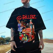 Hip Hop Gorillaz T-shirt Anime Virtual Role Graphic Men Women Tops Casual Short Sleeve Tees Rock Band Gorillaz Cotton T Shirt... S įvairiaspalvis