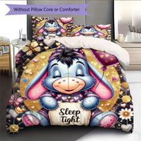 Eeyore Print Bedding Set Featuring An Image of Someone Sipping Coffee Is The Perfect Choice for Decorating A Child's Bedroom. 135x200cm
