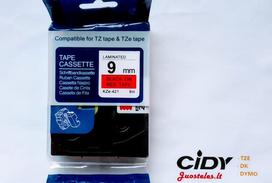 Su Brother suderinama juostelė CiDY TZe 421 9 mm juodas tekstas/raudona juostelė