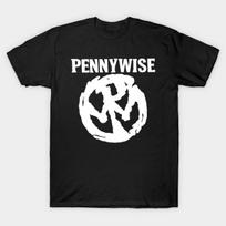 Men Black Print T-shirt Pennywise 1 No-Cut Transfer Paper Print Cotton Tshirt S juoda