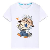 labubu 100% medvilnės marškinėliai vaikams berniukui 10 metų drabužiai mažametei mergaitei Kawaii viršūnės Anime trumpas pasididžiavimo marškinėliai y2k vaikiški drabužiai mergaitėms 100 balta