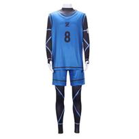 Bachira Meguru Cosplay Kostiumas Anime Mėlyni Šortai Džersis Futbolui su Juodu Bodžiuku Klubiniai Sportiniai Kombinezonai Rinkinys Vyrams Moterims L&BLUE
