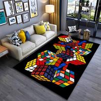 Spalvingas 3D Rubiko kubų dizaino kilimas Tinka naudoti kaip neslystantis žaidimų kilimėlis svetainės ir miegamojo sofoms 40x60cm( 15x23in )
