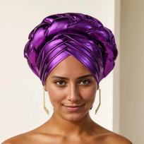 Afrikietiškas Turbanas Galvos Apdangalas Moterims Galvos Juosta Skrybėlė Plaukų Aksesuarai Arabiškas Apvyniojamas Musulmoniškas Hidžabas violetinė