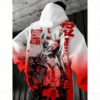Anime Girl Print Hoodie Men Women Fashion Sexy Samurai Tracksuit Casual Hoodie Sweatshirt Autumn Clothes Y2k Coat S