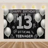 2D Official Teenager 13th Birthday Backdrop, Party Photo Background 47.2x31.5inch/120*80cm