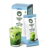 Sleepy Owl Vanilla Iced Matcha Latte Premix Powder, Made with Premium Japanese Matcha Green Tea Powder, Instant Premix Easy to Make Anywhere, Cal