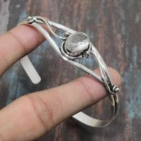 Baltas topazas brangakmenis 925 sterlingas sidabras, rankų darbo nuostabi rankogalių papuošalų apyrankė, reguliuojama Adjustable balta