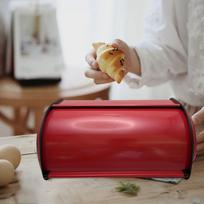 Metalinė duonos dėžutė, Duonos dėžutė, Taupanti vietą, Rustic, Indas, Laikiklis duonos kepalams, Sausiems maisto produktams raudona