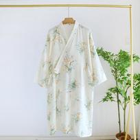 Japoniškas kimono pavasariui/vasarai moteriškas chalatas 100% medvilnės pižama su raštu paprastas kimono chalatas ploni namų drabužiai moterims L