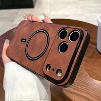 Magnetinis odinis dėklas iPhone 17 Pro Max 17 Air 17Pro, Dangtelis Magnetas Mag-safe, Atsparus smūgiams, Visapusiškas kameros apsaugos korpusas iPhone Air raudona