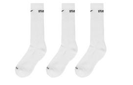 Nike x STÜSSY Stussy Crew Socks Unisex 3 Pack White FQ3054-100 L