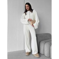 Fall Winter New Knitted 2 Piece Sets Women Long Sleeve Zip Jacket Wide Leg Pants Casual Outfits European American Style S balta