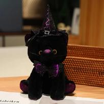 25cm Kawaii Helovino stiliaus juodo katino pliušiniai žaislai Mielas šikšnosparnio kačiuko lėlė Kimštas gyvūno pagalvė vaikams Festivalio vakarėlio dekoras about 28cm black
