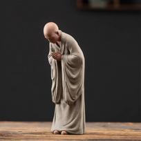 Keraminė Zen mažojo vienuolio statulėlė – Kūrybinga Budos figūrėlė namams, biurui ir sodui A 15.2x5.7cm