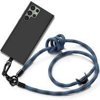 Lanyard Case for Samsung Galaxy S23 Ultra - Black Shockproof Silicone with Blue Lanyard mėlyna