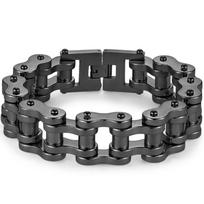 Roko ir Rolo 21MM Pločio Motociklo Grandinės Vyriškas Apyrankė Vyrams Sunkus Nerūdijančio Plieno Vyriškos Apyrankės Apyrankės Motociklininkų Papuošalai 21.5CM juoda