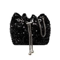 Nešiojama blizgučiais puošta rankinė moterims, nauja mada, kibirėlio tipo rankinė, universali, nešiojama ant vieno peties, crossbody, vakarinė rankinė