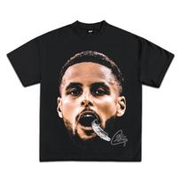 Krepšinio žvaigždės Steph Curry spaudinio medvilniniai marškinėliai Sportiniai atsitiktiniai mados trumparankoviai apvaliu kaklu aukštos kokybės madingi laisvi Uni... S įvairiaspalvis