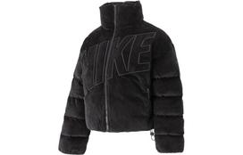 Nike pūkinės striukės moteriškos juodos su stovinčia apykakle vidutinio ilgio kitos FD8214-010 L