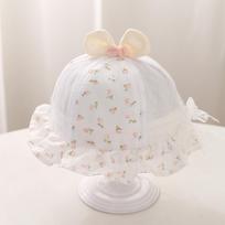 Sweet Floral Print Baby Girl Sun Hat Summer Thin Mesh Breathable Fisherman Cap for Toddler Girls Ruffle Brim Sun Visor Hats balta