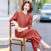 Elegant Summer 2026 Two-Piece Set: Age-Defying, Fashionable Wide-Leg Pants for Middle-Aged & Elderly Women 4XL [130-145 lbs recommended]