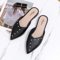 2024 New Fashionable Summer Outwear Wrap Head Lazy Person Single+ Shoes Versatile One Step Step Women's Half Slippers 40 juoda