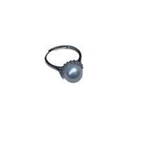 Edison Sunflower Pearl Ring: Natural Freshwater 9-10mm, S925 Sterling Silver, Adjustable, Strong Luster. 9-10mm Round Strong Luster Edison