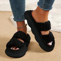 Women's Corduroy Slippers Cute Memory Foam Bedroom Slippers Women's Home Slippers 42 juoda