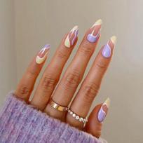 Cream purple wearing nail French manicure color matching fake nail manicure patch, direct purchase nail patch